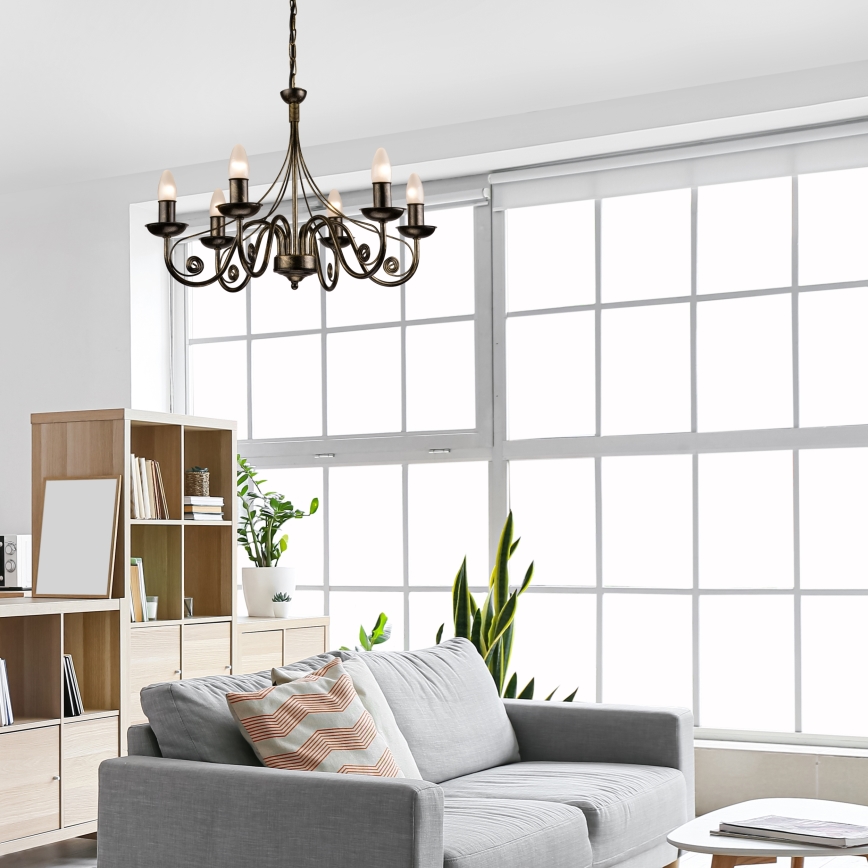 Kattokruunu ketjussa DONATO 6xE14/40W/230V