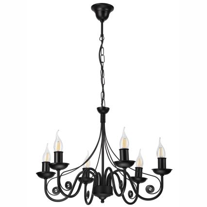 Kattokruunu ketjussa DONATO 6xE14/40W/230V musta