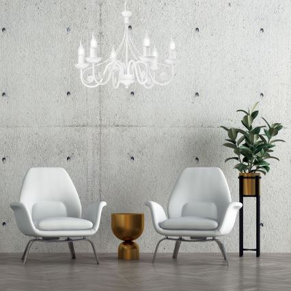 Kattokruunu ketjussa DONATO 6xE14/40W/230V valkoinen