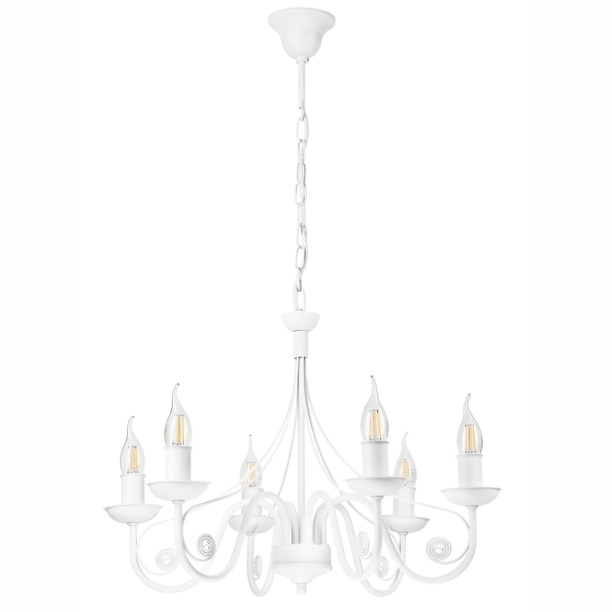 Kattokruunu ketjussa DONATO 6xE14/40W/230V valkoinen