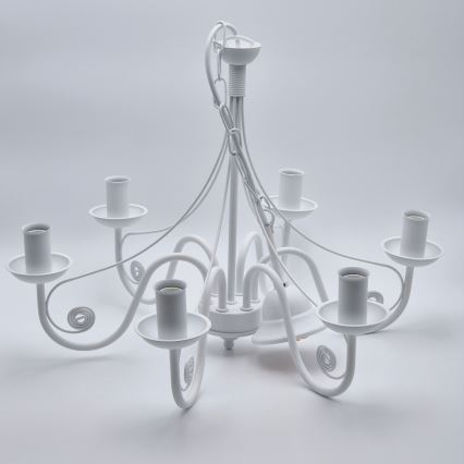 Kattokruunu ketjussa DONATO 6xE14/40W/230V valkoinen