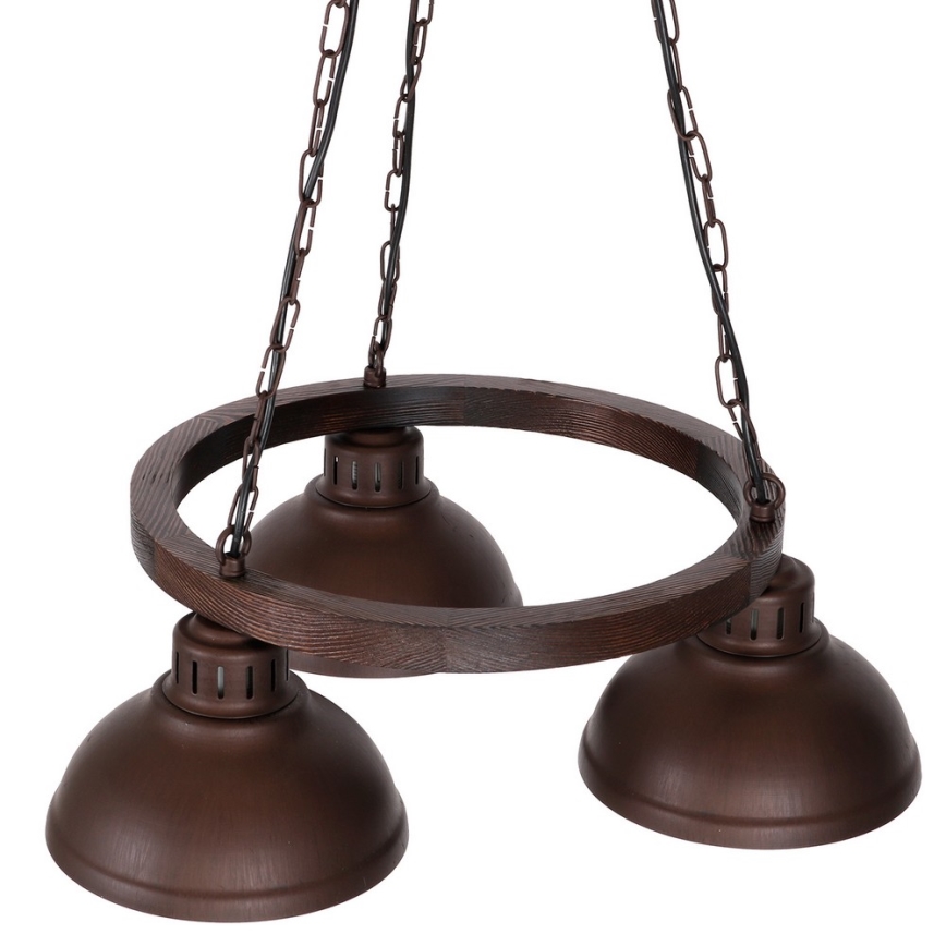 Kattokruunu ketjussa HAKON ROUND 3xE27/60W/230V tumma