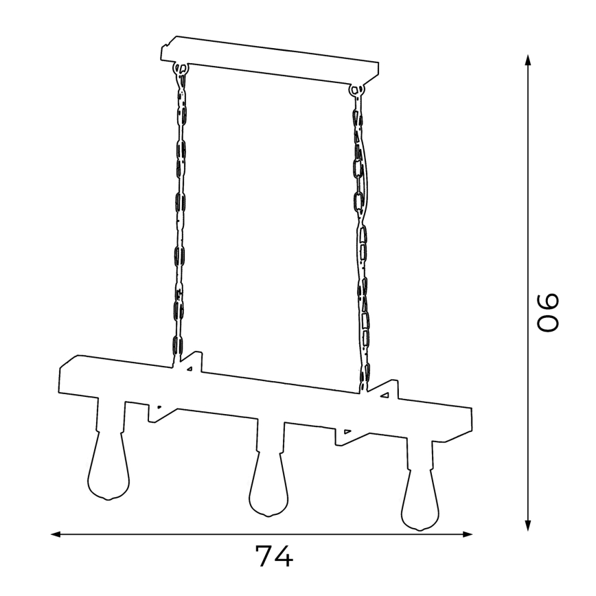 Kattokruunu ketjussa HARD 3xE27/60W/230V
