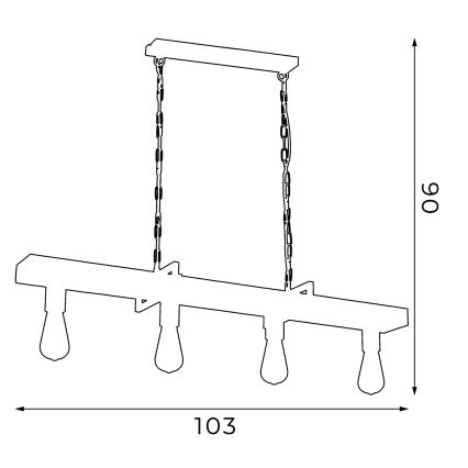 Kattokruunu ketjussa HARD 4xE27/60W/230V