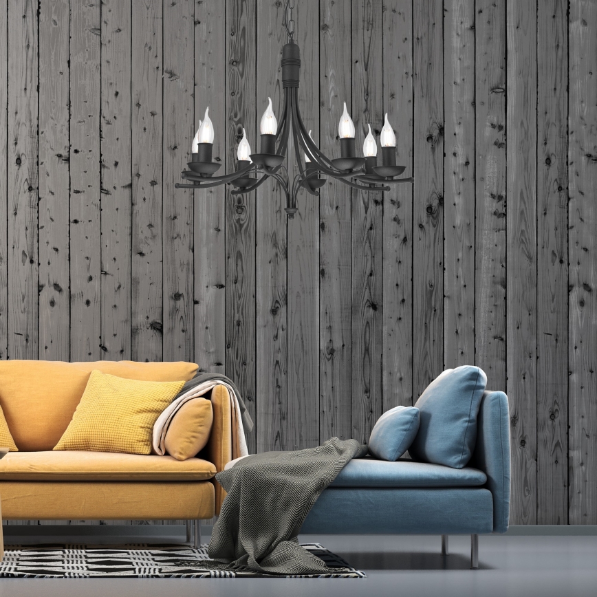 Kattokruunu ketjussa LUCY 8xE14/60W/230V musta