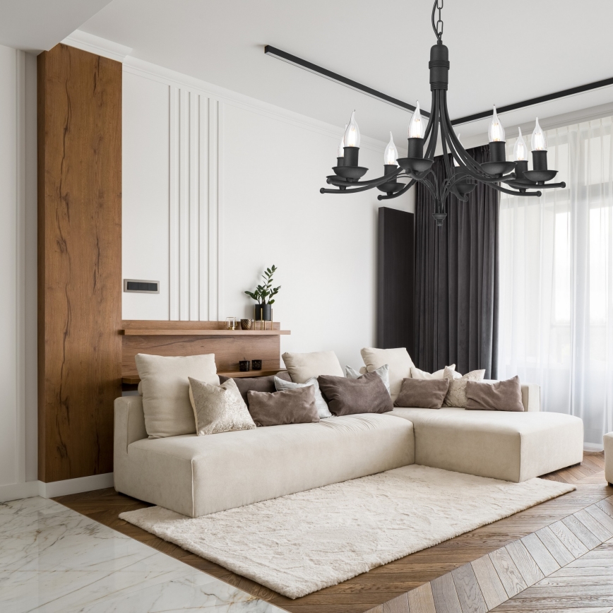 Kattokruunu ketjussa LUCY 8xE14/60W/230V musta