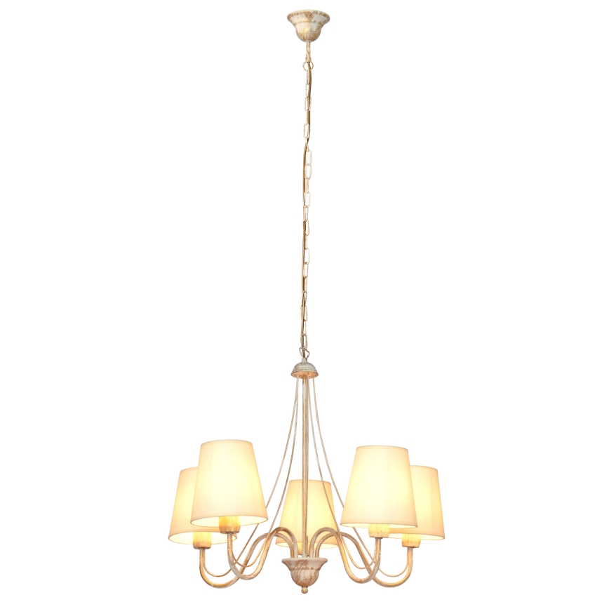 Kattokruunu ketjussa MALBO 5xE27/15W/230V beige