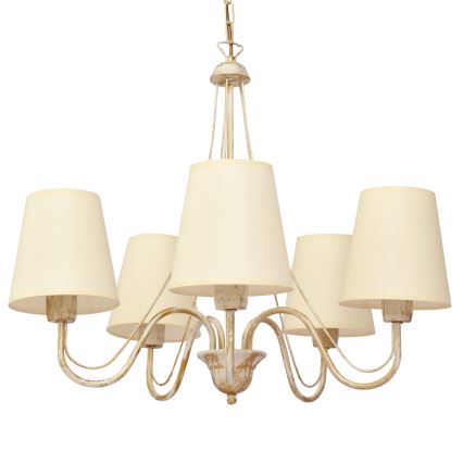 Kattokruunu ketjussa MALBO 5xE27/15W/230V beige