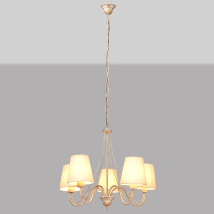 Kattokruunu ketjussa MALBO 5xE27/15W/230V beige