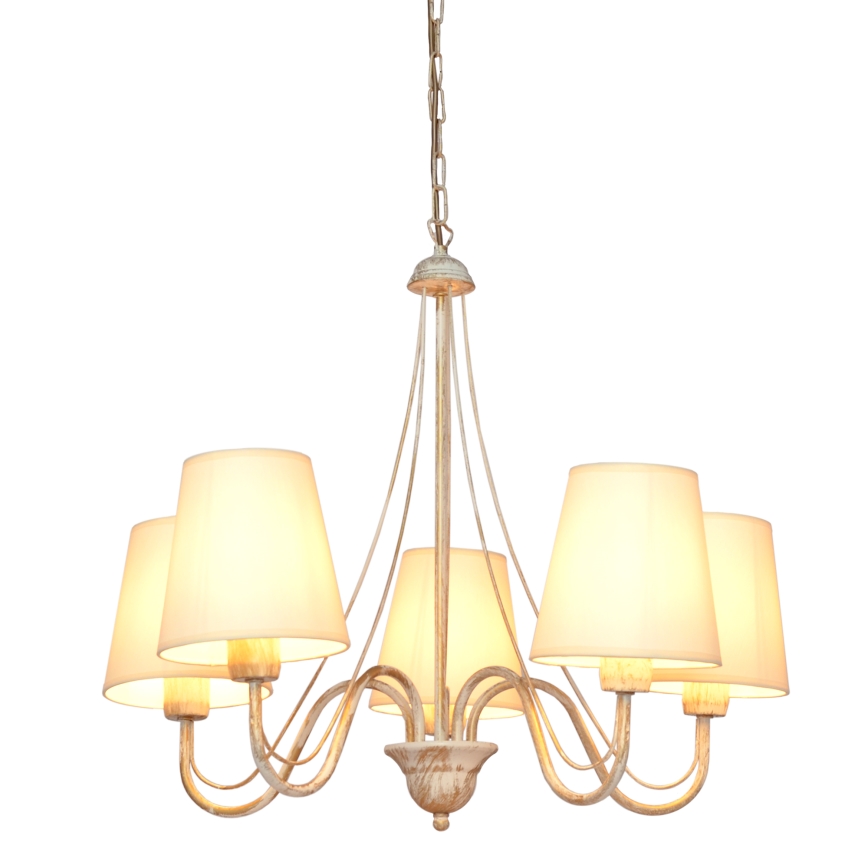 Kattokruunu ketjussa MALBO 5xE27/15W/230V beige