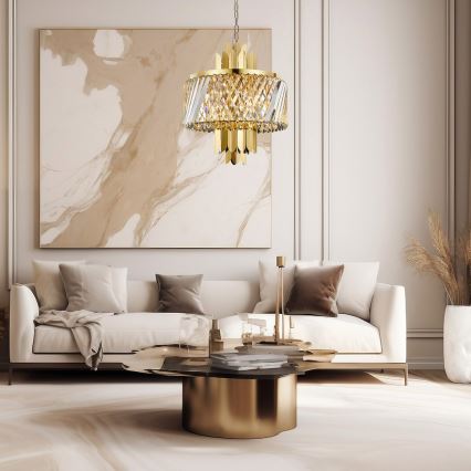 Kattokruunu ketjussa MARGOT 6xE14/40W/230V halkaisija 43 cm kulta