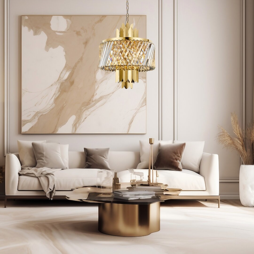 Kattokruunu ketjussa MARGOT 6xE14/40W/230V halkaisija 43 cm kulta