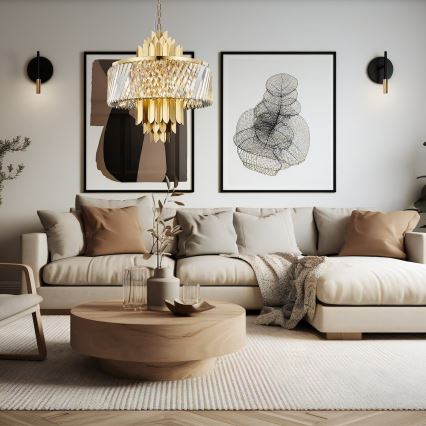 Kattokruunu ketjussa MARGOT 9xE14/40W/230V halkaisija 55 cm kulta