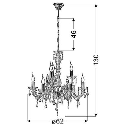 Kattokruunu ketjussa MARIA TERESA 8xE14/40W/230V