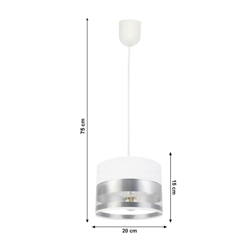 Kattokruunu ketjussa MILO 1xE27 / 60W / 230V hopea