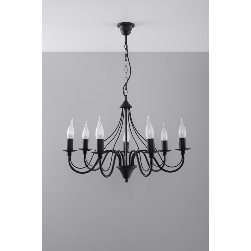 Kattokruunu ketjussa MINERWA 7 7xE14/40W/230V musta