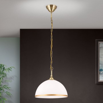 Kattokruunu ketjussa OLD LAMP 1xE27/40W/230V halkaisija 30 cm valkoinen/pronssi