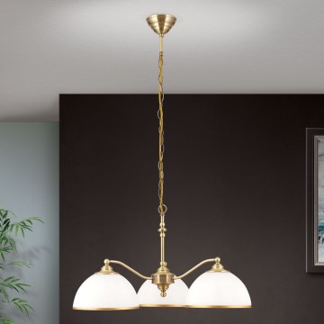 Kattokruunu ketjussa OLD LAMP 3xE27/40W/230V halkaisija 65 cm valkoinen/messinki
