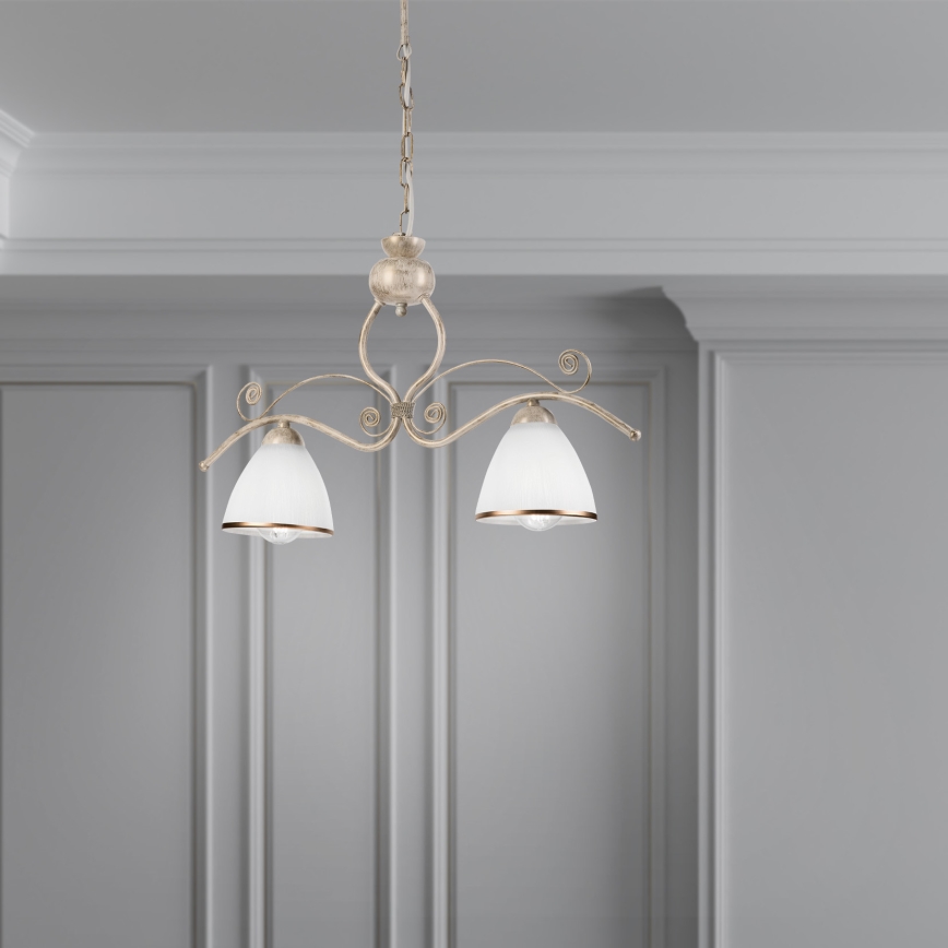 Kattokruunu ketjussa RETRO 2xE27/60W/230V kulta/patina