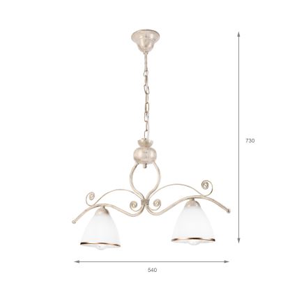 Kattokruunu ketjussa RETRO 2xE27/60W/230V kulta/patina