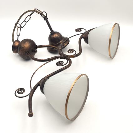 Kattokruunu ketjussa RETRO 2xE27/60W/230V kupari/patina