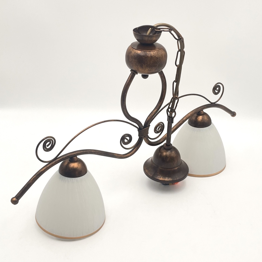 Kattokruunu ketjussa RETRO 2xE27/60W/230V kupari/patina