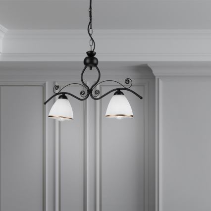 Kattokruunu ketjussa RETRO 2xE27/60W/230V matta musta