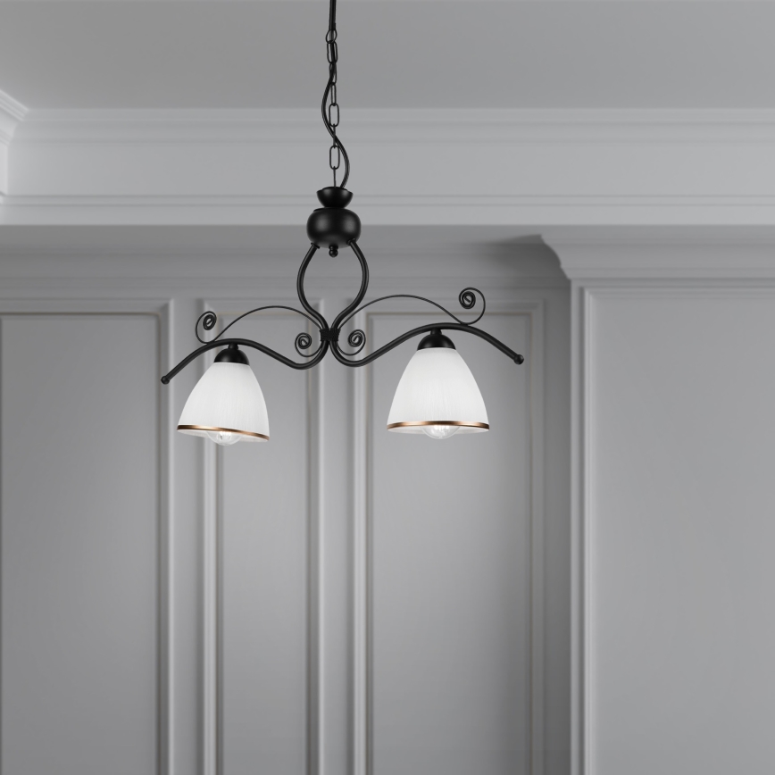 Kattokruunu ketjussa RETRO 2xE27/60W/230V matta musta