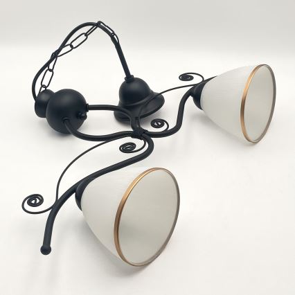 Kattokruunu ketjussa RETRO 2xE27/60W/230V matta musta