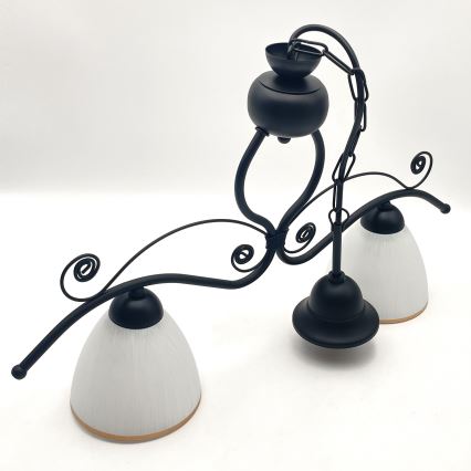 Kattokruunu ketjussa RETRO 2xE27/60W/230V matta musta