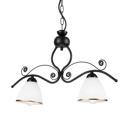 Kattokruunu ketjussa RETRO 2xE27/60W/230V matta musta