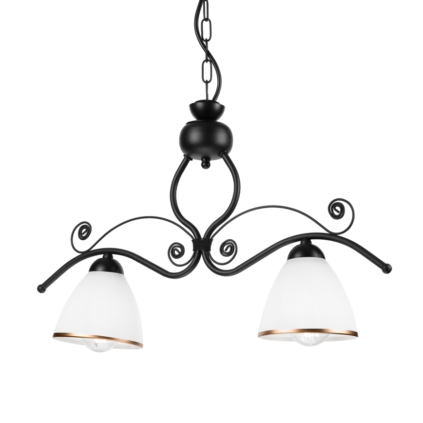 Kattokruunu ketjussa RETRO 2xE27/60W/230V matta musta