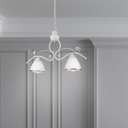 Kattokruunu ketjussa RETRO 2xE27/60W/230V mattavalkoinen