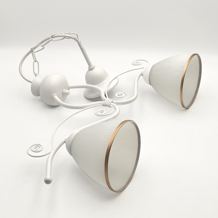 Kattokruunu ketjussa RETRO 2xE27/60W/230V mattavalkoinen