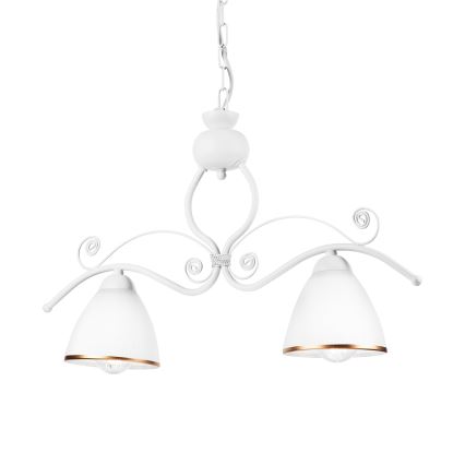 Kattokruunu ketjussa RETRO 2xE27/60W/230V mattavalkoinen