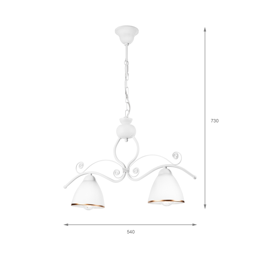 Kattokruunu ketjussa RETRO 2xE27/60W/230V mattavalkoinen