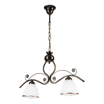 Kattokruunu ketjussa RETRO 2xE27/60W/230V pronssi/patina