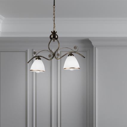 Kattokruunu ketjussa RETRO 2xE27/60W/230V pronssi/patina