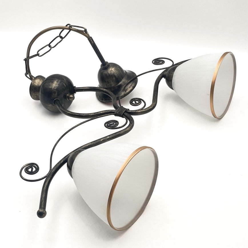 Kattokruunu ketjussa RETRO 2xE27/60W/230V pronssi/patina