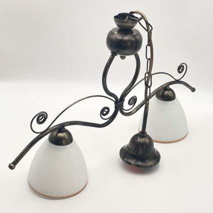 Kattokruunu ketjussa RETRO 2xE27/60W/230V pronssi/patina