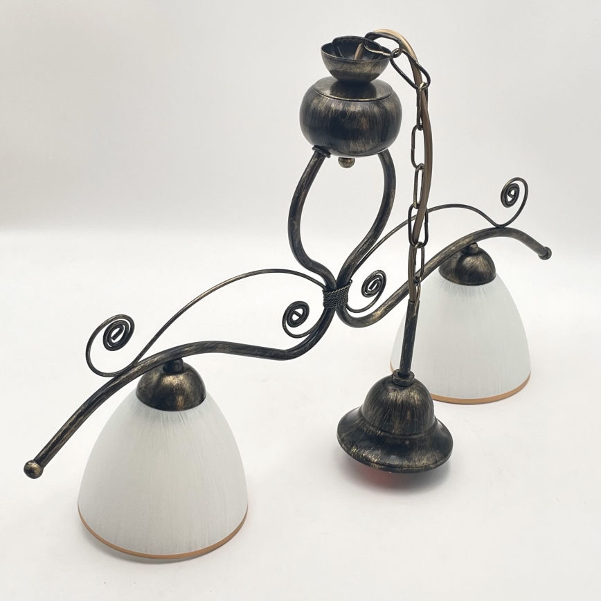 Kattokruunu ketjussa RETRO 2xE27/60W/230V pronssi/patina