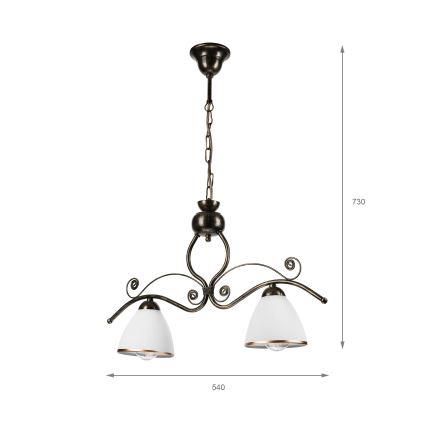 Kattokruunu ketjussa RETRO 2xE27/60W/230V pronssi/patina