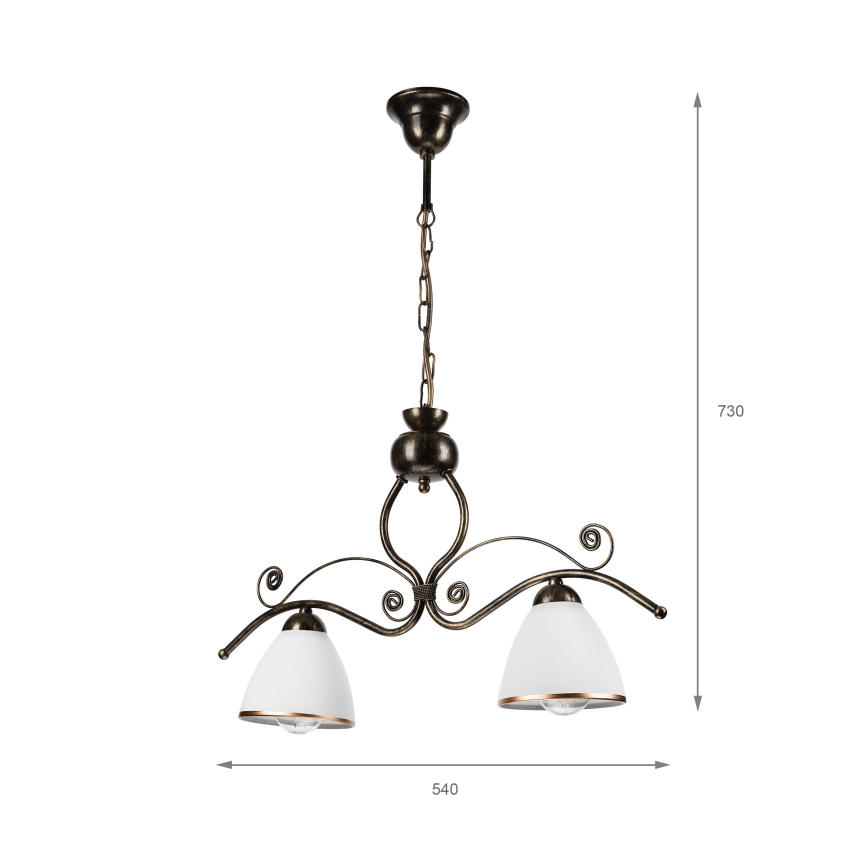 Kattokruunu ketjussa RETRO 2xE27/60W/230V pronssi/patina