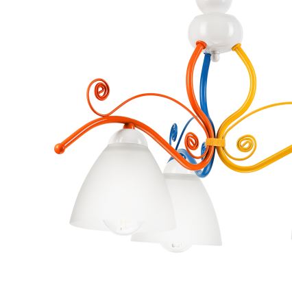 Kattokruunu ketjussa RETRO 3xE27/60W/230V valkoinen/värikäs