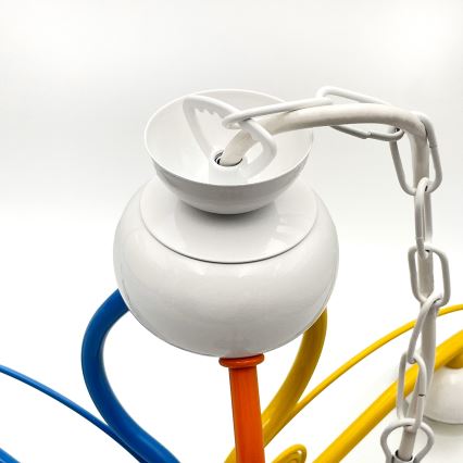 Kattokruunu ketjussa RETRO 3xE27/60W/230V valkoinen/värikäs