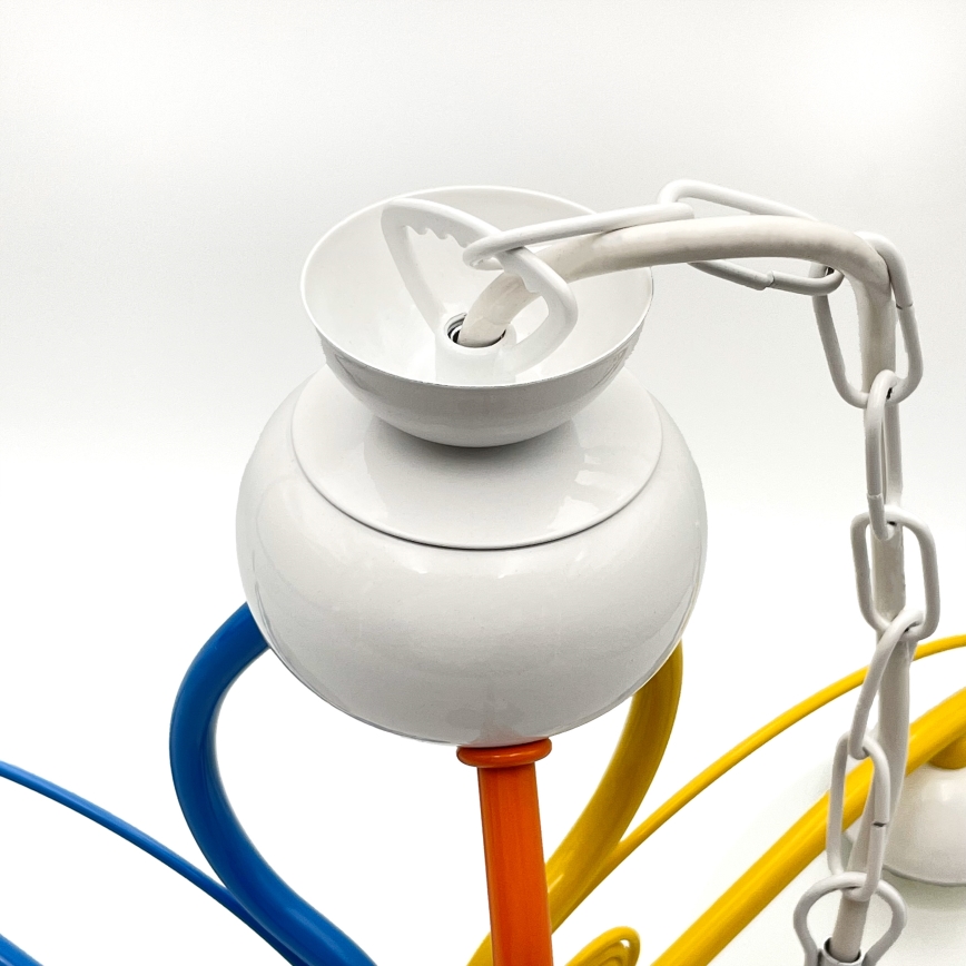 Kattokruunu ketjussa RETRO 3xE27/60W/230V valkoinen/värikäs