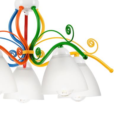 Kattokruunu ketjussa RETRO 5xE27/60W/230V valkoinen/värikäs