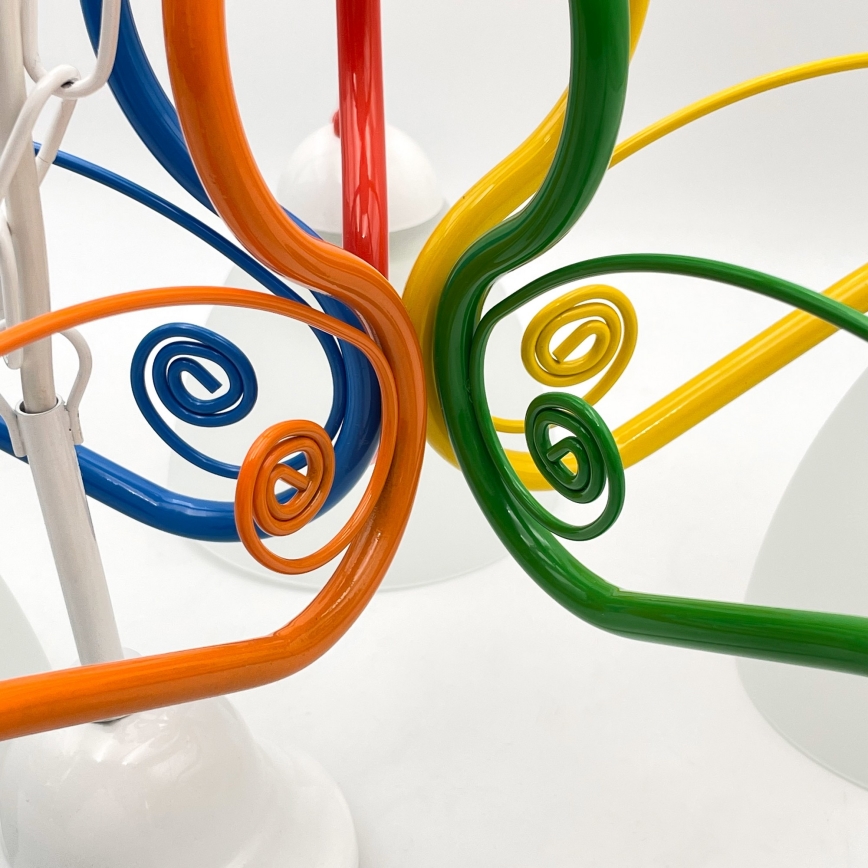 Kattokruunu ketjussa RETRO 5xE27/60W/230V valkoinen/värikäs