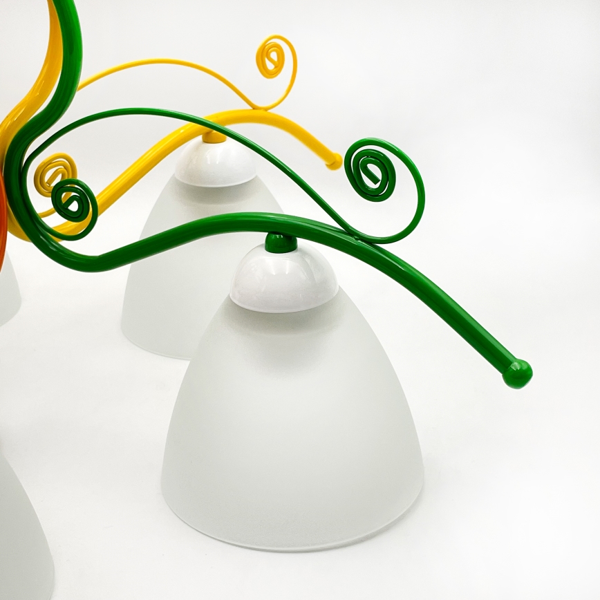 Kattokruunu ketjussa RETRO 5xE27/60W/230V valkoinen/värikäs