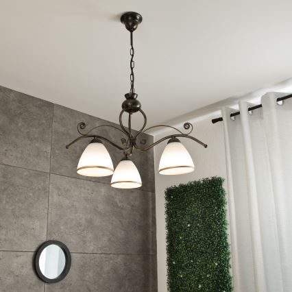 Kattokruunu ketjussa RETRO II 3xE27/60W/230V musta patina